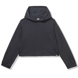 NWT Under Armour Girls Rival Hoodie Black Cropped Hooded Sweatshirt - Size S